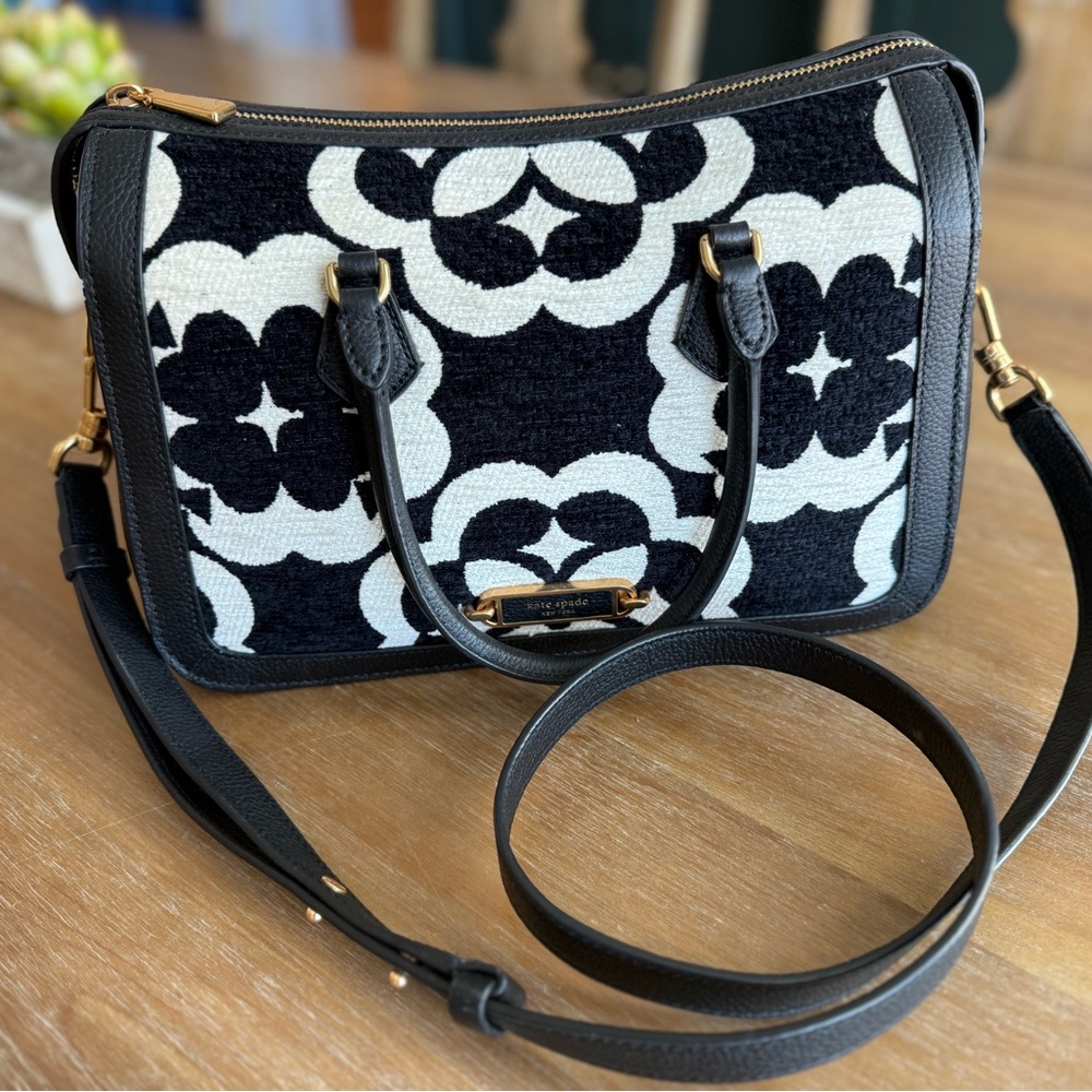 Kate Spade Black and White Gramercy satchel Crossbody Bag